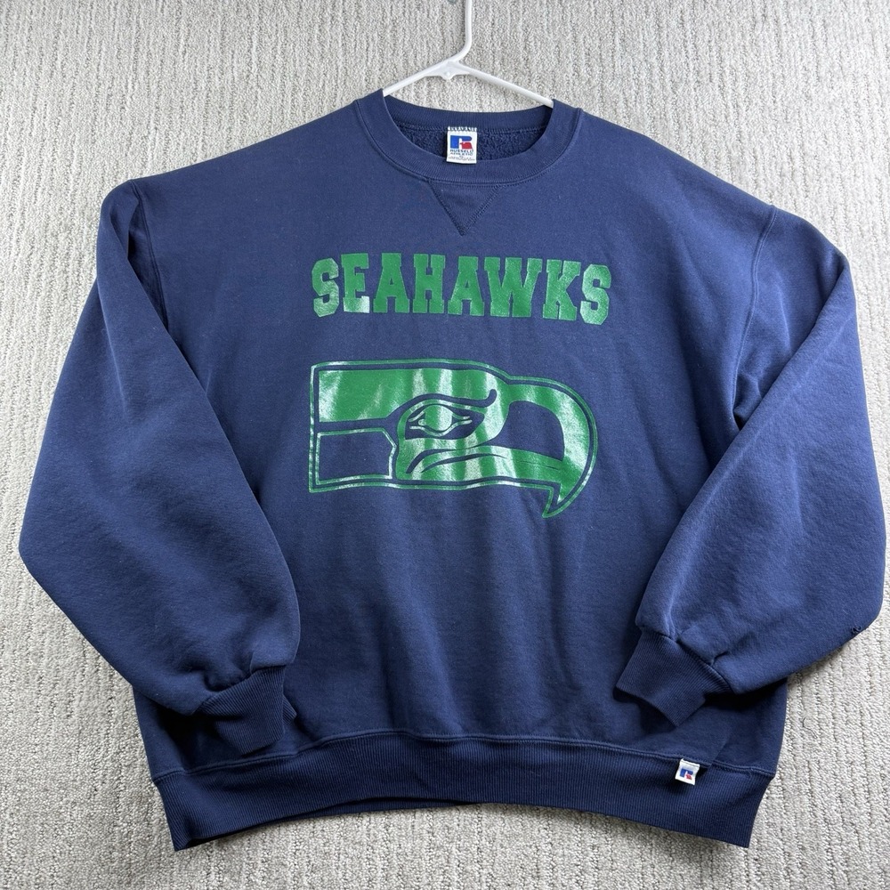 Vintage Seattle Seahawks Russell Athletics Sweatshirt Size XL Navy Blue USA Made